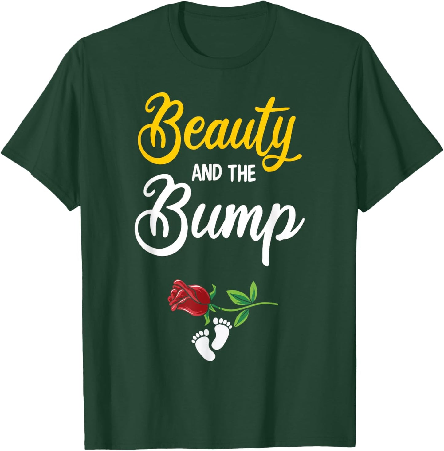 Beauty And The Bump Cute Pregnancy Announcement T-Shirt - T-Shirt | Forest