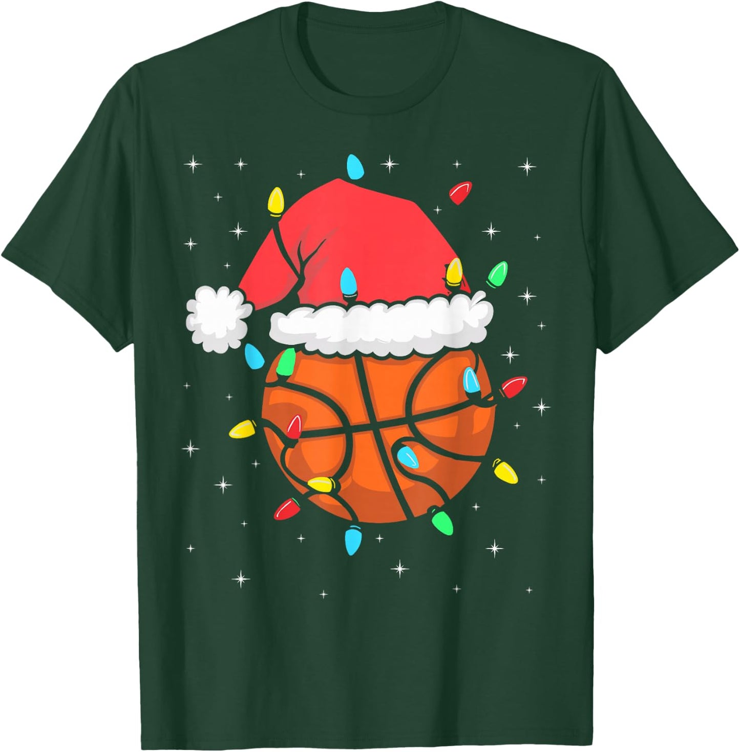 Funny Basketball Player Xmas Santa Hat Basketball Christmas T-Shirt - T-Shirt | Forest