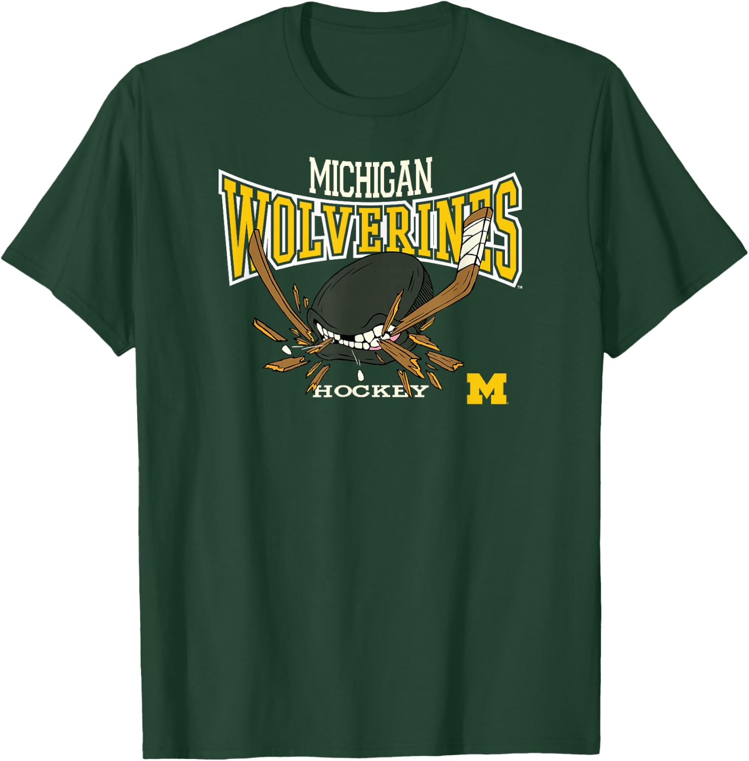 Michigan Wolverines Hockey Bite Navy Officially Licensed T-Shirt - T-Shirt | Forest