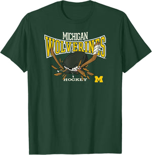 Michigan Wolverines Hockey Bite Navy Officially Licensed T-Shirt - T-Shirt | Forest
