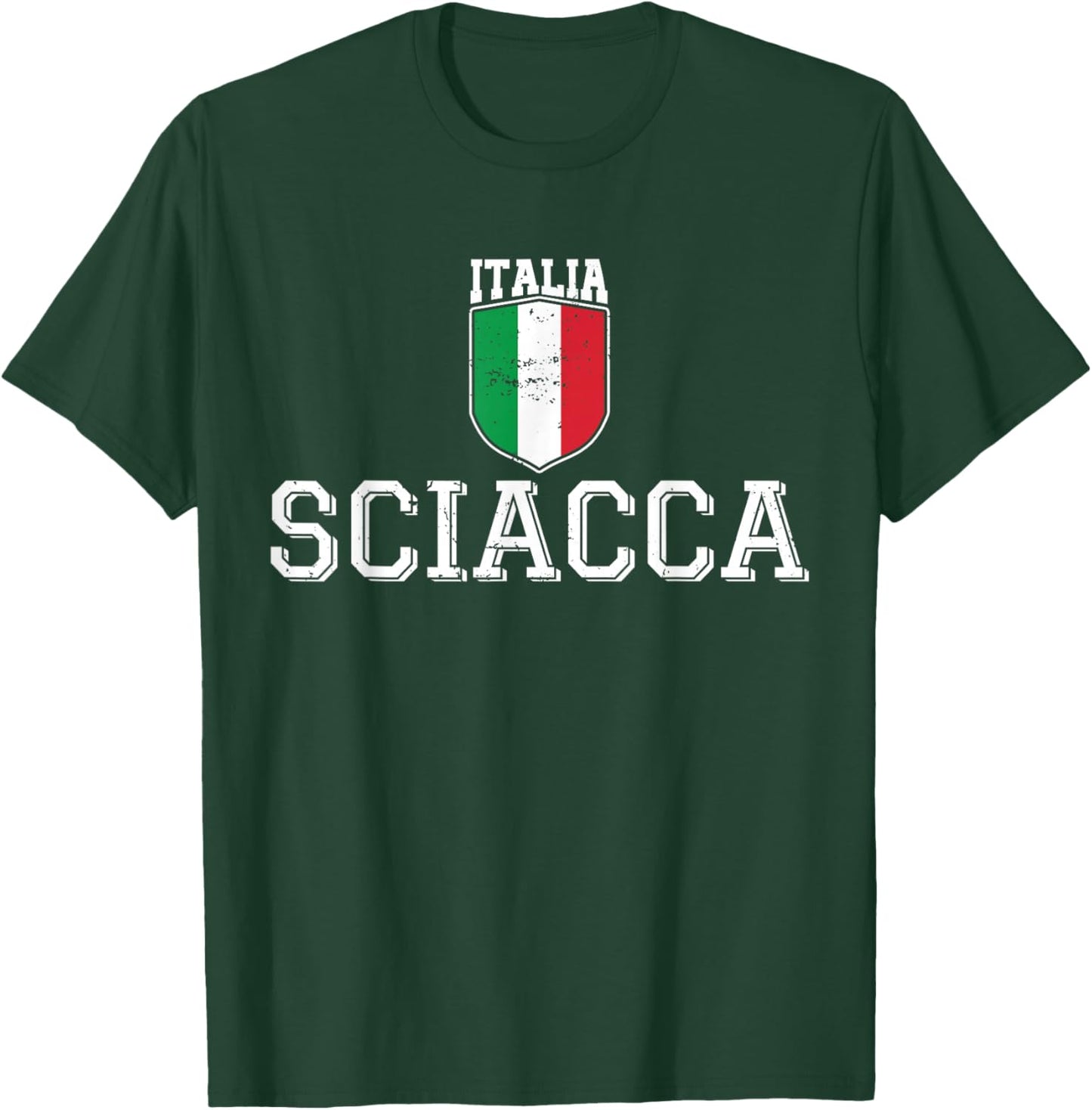 Sciacca Sicily Italia Italy Flag Sicilian Distressed T-Shirt - T-Shirt | Forest
