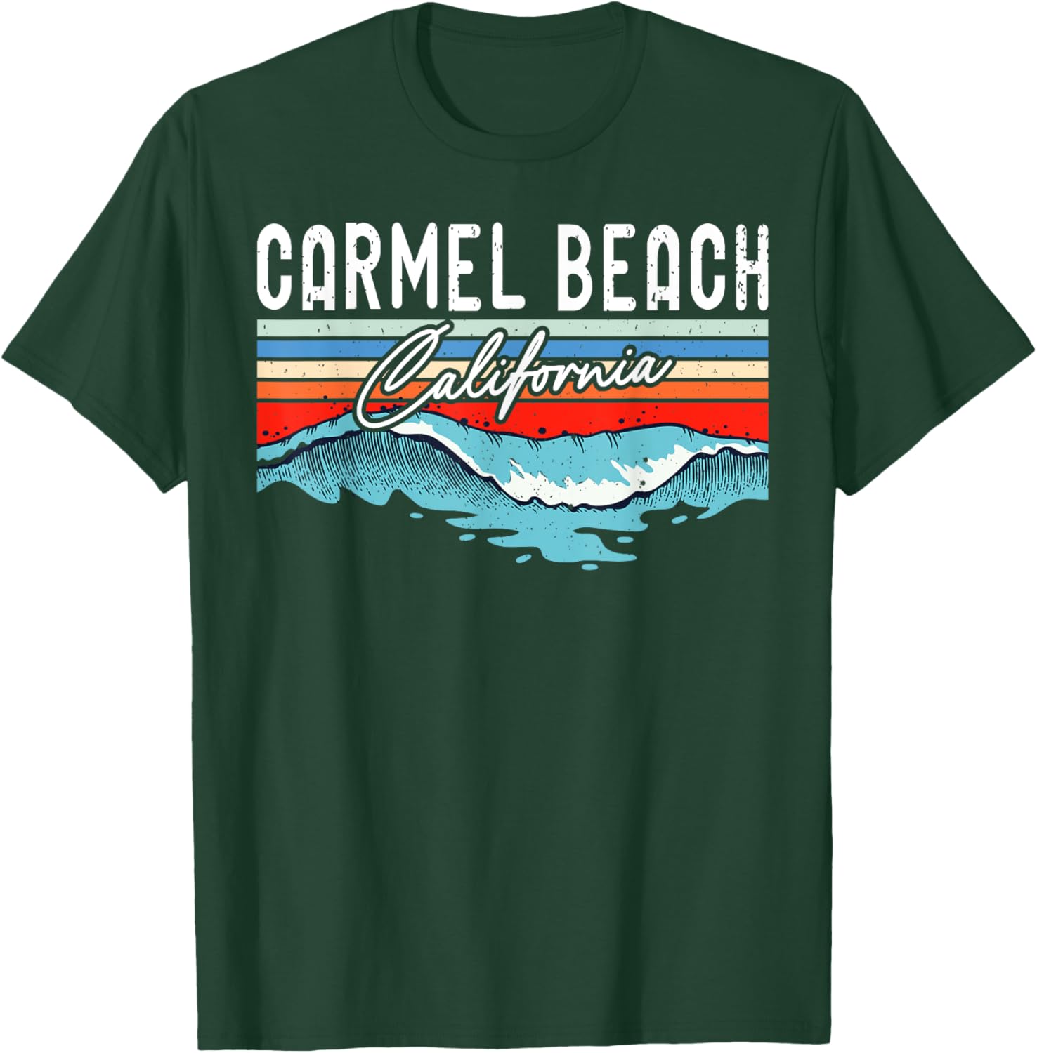 Retro Carmel Beach California Surfer Surfboarder Men Women Kids T-Shirt - T-Shirt | Forest