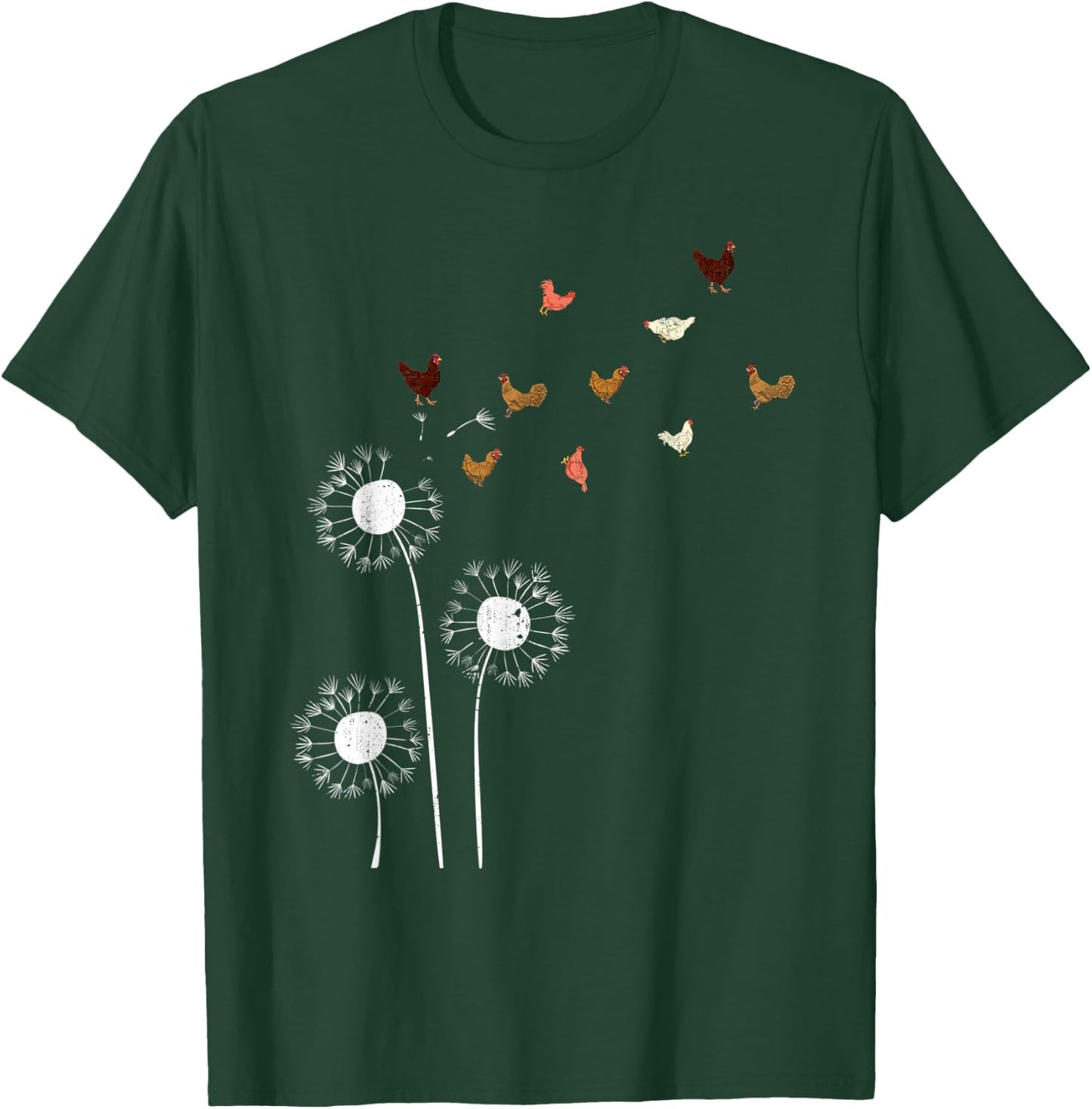 Poultry Farm Animal Farming Farmer Bird Dandelion Chicken T-Shirt - T-Shirt | Forest
