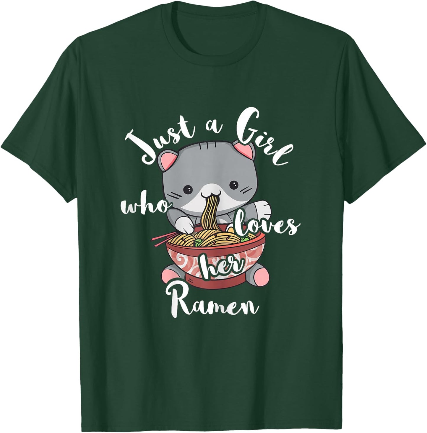 Ramen Girls Japanese Noodle Soup Food Cute Kawaii Cat T-Shirt - T-Shirt | Forest