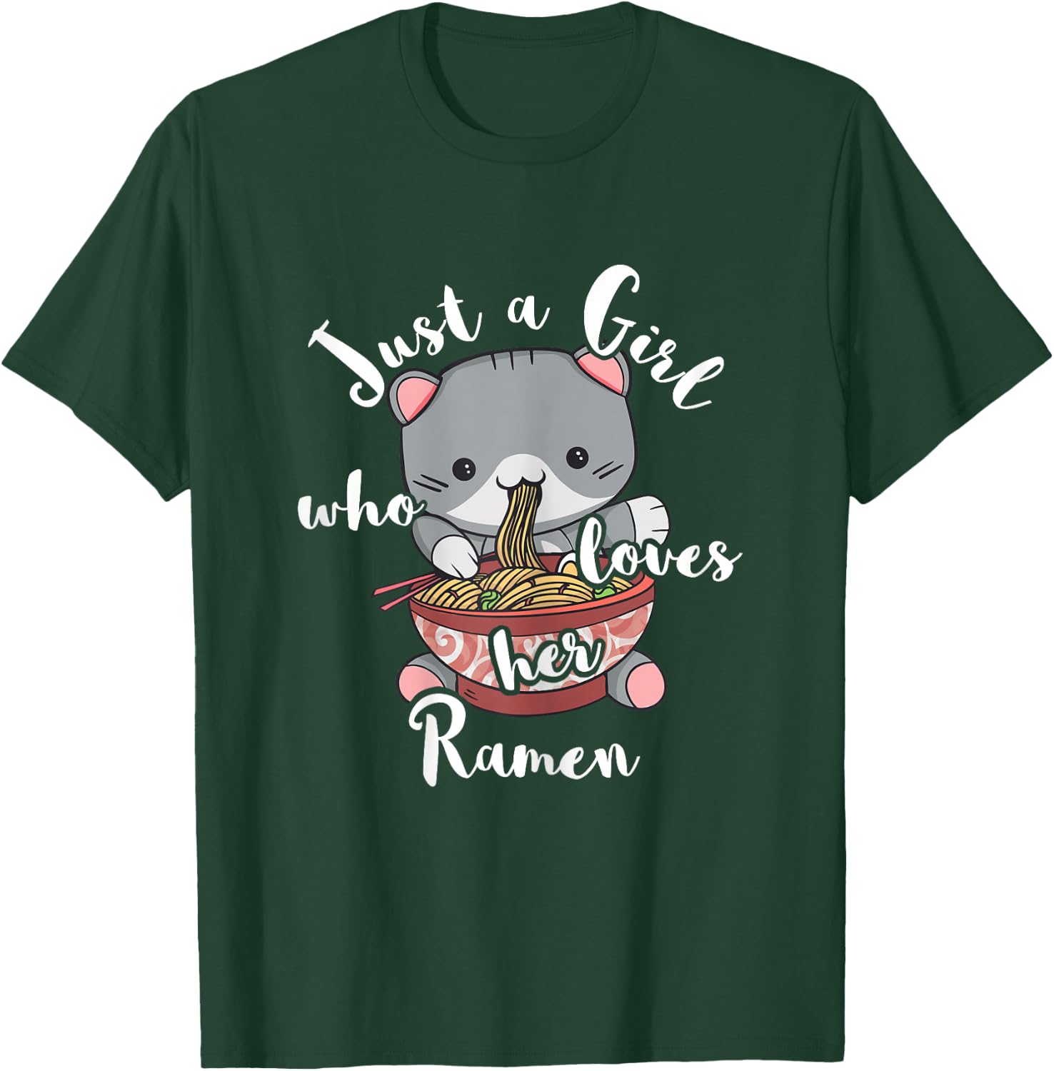 Ramen Girls Japanese Noodle Soup Food Cute Kawaii Cat T-Shirt - T-Shirt | Forest