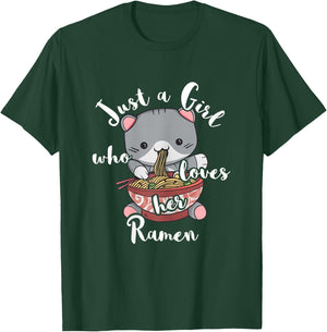 Ramen Girls Japanese Noodle Soup Food Cute Kawaii Cat T-Shirt - T-Shirt | Forest