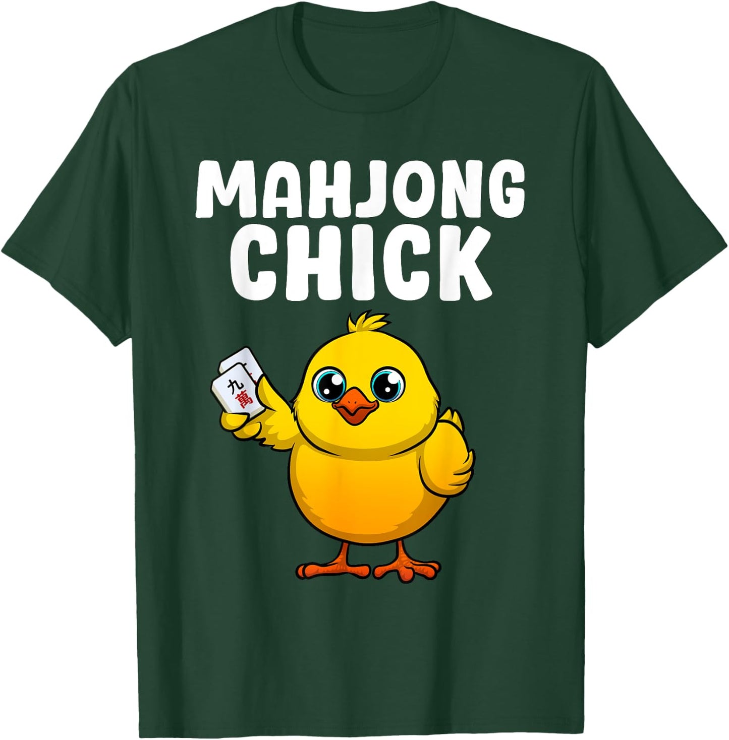 Funny Mahjong Chick Design Girls Mahjong Player T-Shirt - T-Shirt | Forest