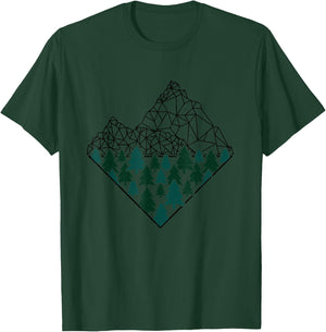 Wir Lieben Berge - Wandern & Camping Apparel Co. Men's Grey Mountain , Classic Fit, Short Sleeve, Size Small T-Shirt - T-Shirt | Forest