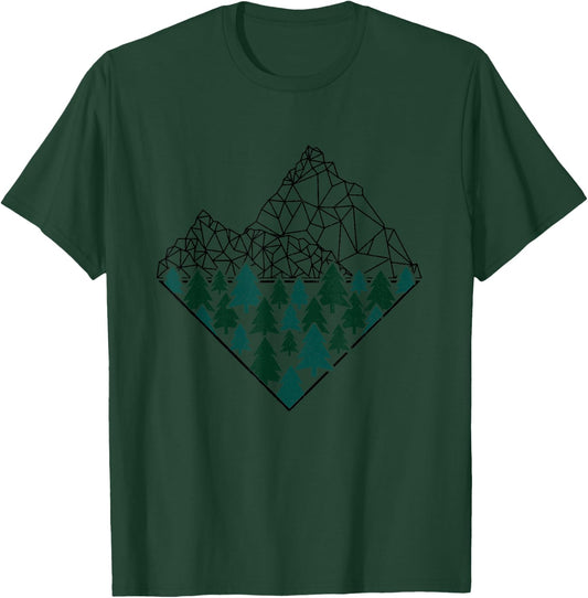 Wir Lieben Berge - Wandern & Camping Apparel Co. Men's Grey Mountain , Classic Fit, Short Sleeve, Size Small T-Shirt - T-Shirt | Forest