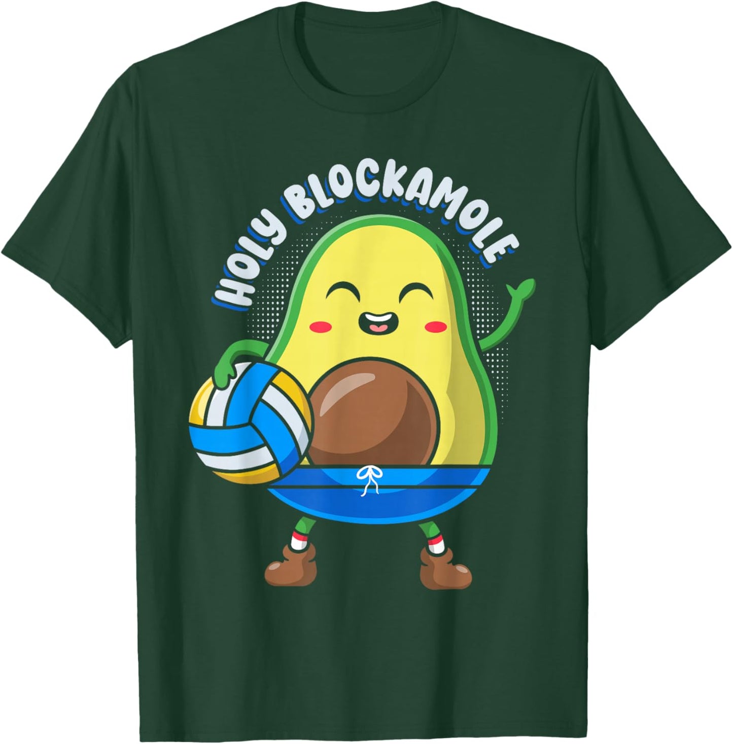 Funny Volleyball Avocado Lover Holy Blockamole T-Shirt - T-Shirt | Forest