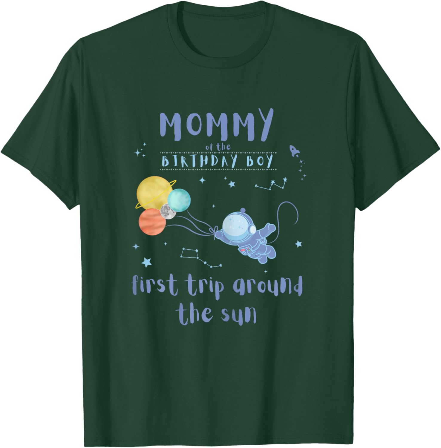 Mommy Mom 1st Birthday First Trip Around The Sun Space Bday T-Shirt - T-Shirt | Forest