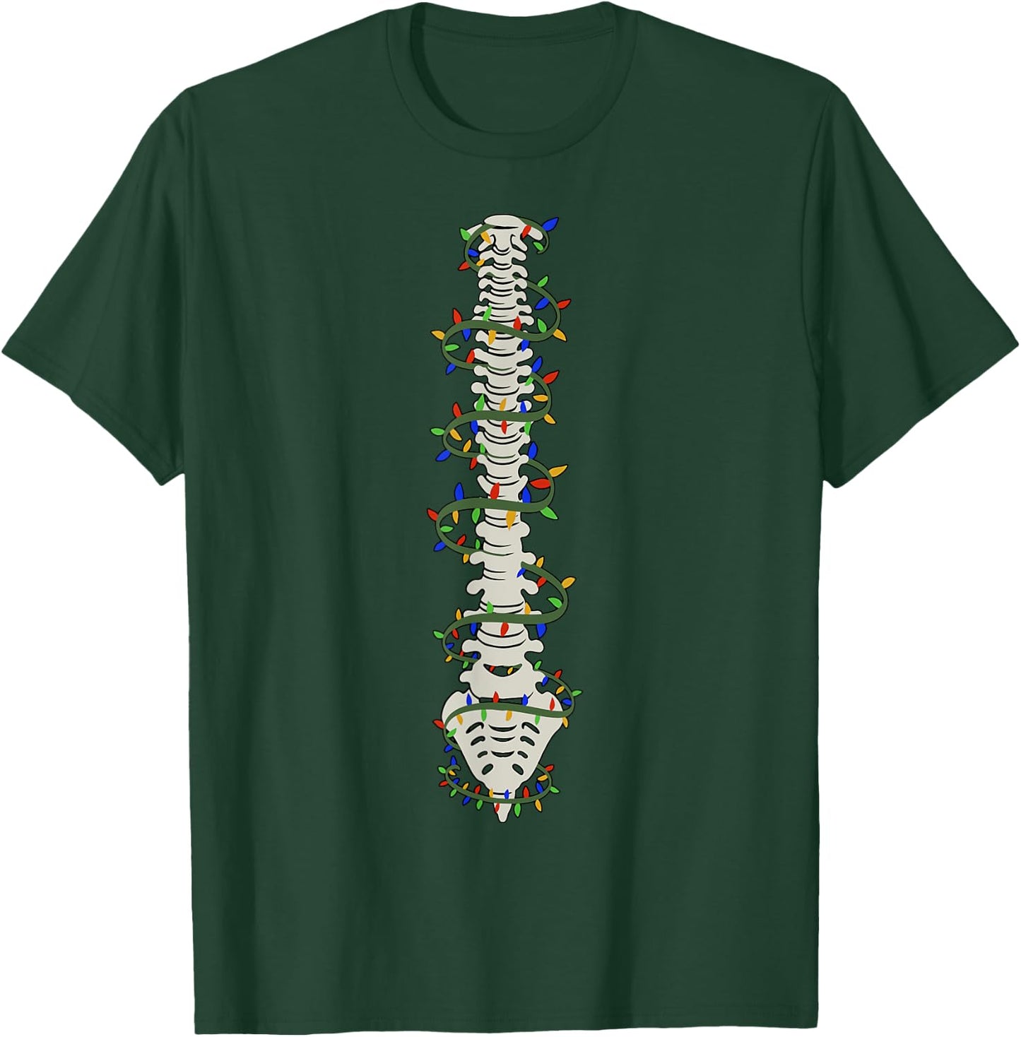 Chiropractic Spine Christmas Light Chiropractor Anatomy Bone T-Shirt - T-Shirt | Forest
