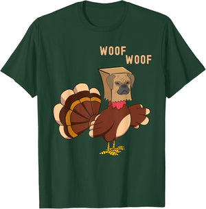 Thanksgiving Dog Funny Fake Puppy Woof Thanksgiving Turkey T-Shirt - T-Shirt | Forest