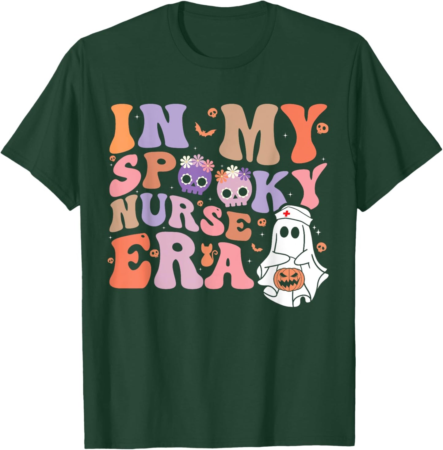 Retro Groovy Halloween In My Spooky Nurse Era Scary RN T-Shirt - T-Shirt | Forest