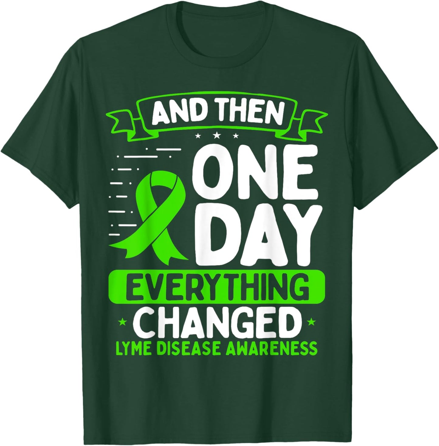 Lyme Disease Awareness Movement Warrior Survivor Ribbon T-Shirt - T-Shirt | Forest