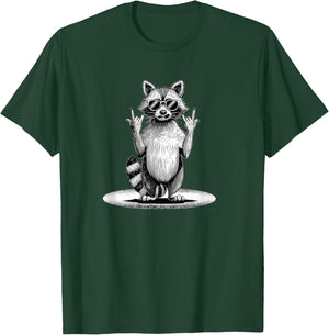 Retro Raccoon Rock Music Gifts Men Women Funny Raccoon T-Shirt - T-Shirt | Forest