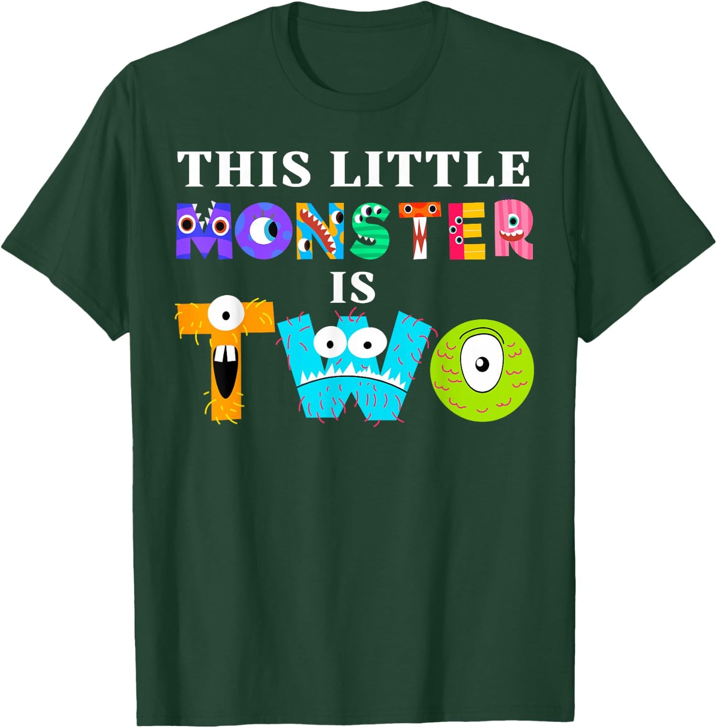 This Little Monster is Two 2nd Birthday Party Family Monster T-Shirt - T-Shirt | Forest