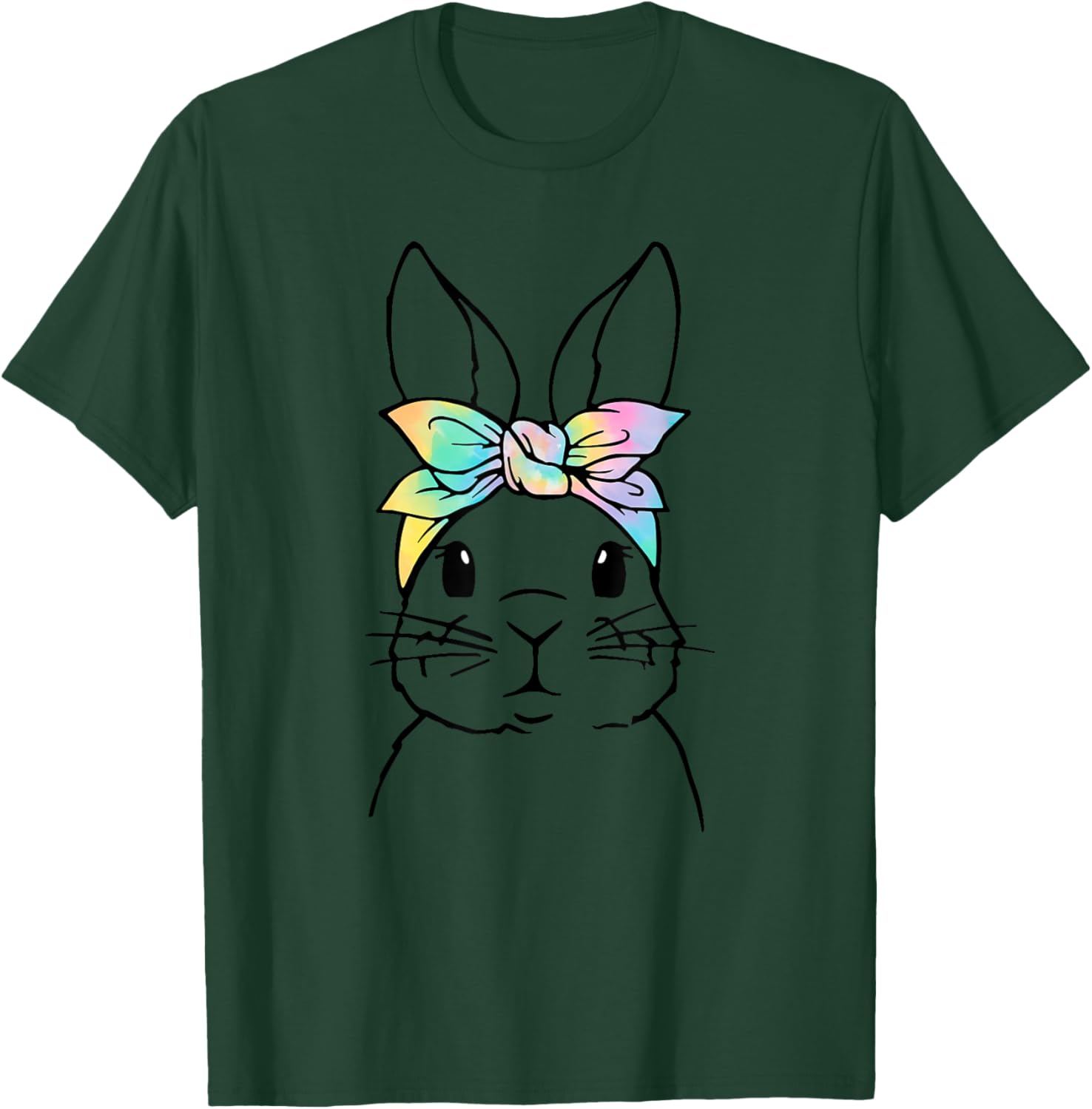 Cute Bunny Face Tie Dye Rabbit Easter Day Women Girls Kids T-Shirt - T-Shirt | Forest
