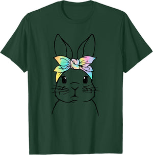 Cute Bunny Face Tie Dye Rabbit Easter Day Women Girls Kids T-Shirt - T-Shirt | Forest
