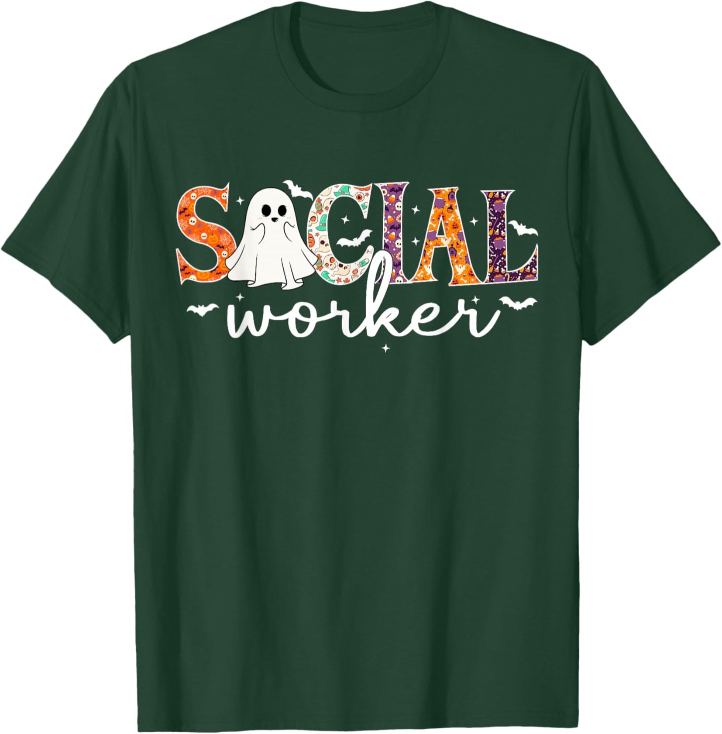 Social Worker Halloween Retro Ghost Halloween Social Worker T-Shirt - T-Shirt | Forest