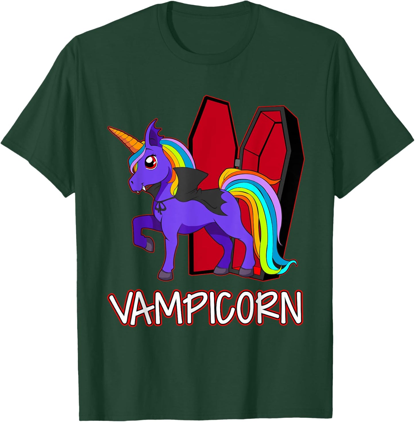 Unicorn Vampire Vampicorn Cute Women Halloween Party T-Shirt - T-Shirt | Forest