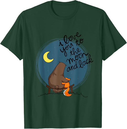 Cute I Love You To The Moon And Back Bear & Squirrel T Shirt T-Shirt - T-Shirt | Forest