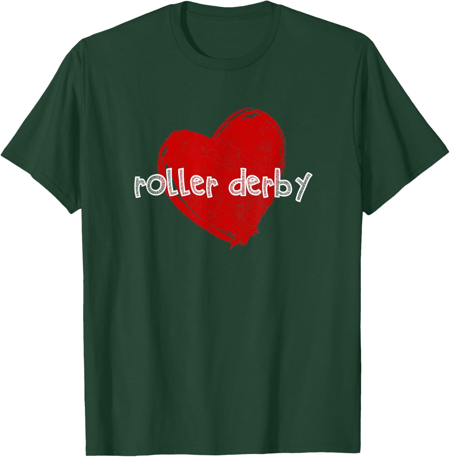 Love Roller Derby Heart Funny Cute Gift Skaters Girls T-Shirt - T-Shirt | Forest
