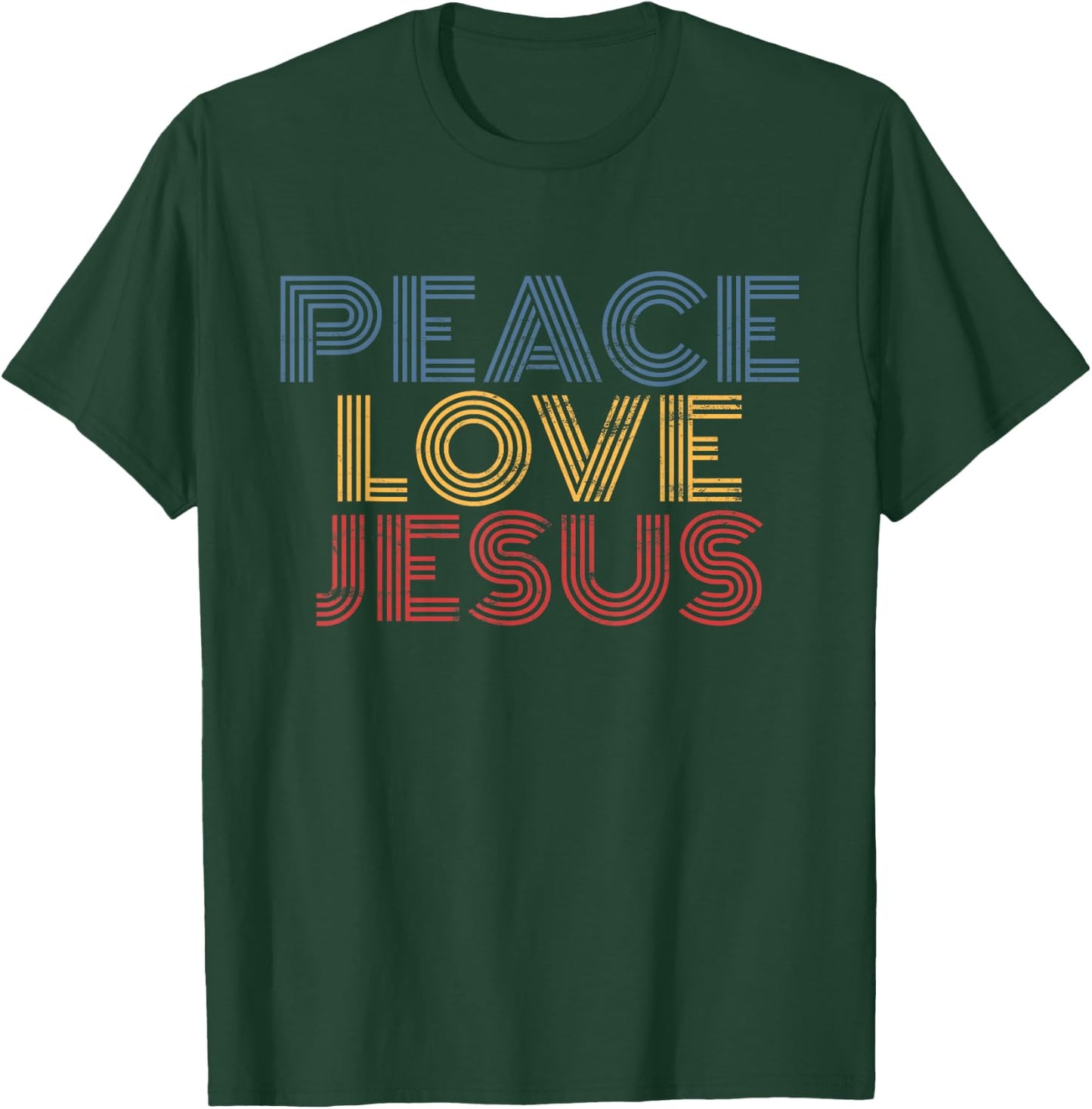 Peace Love Jesus retro 70s vintage distressed T-Shirt - T-Shirt | Forest