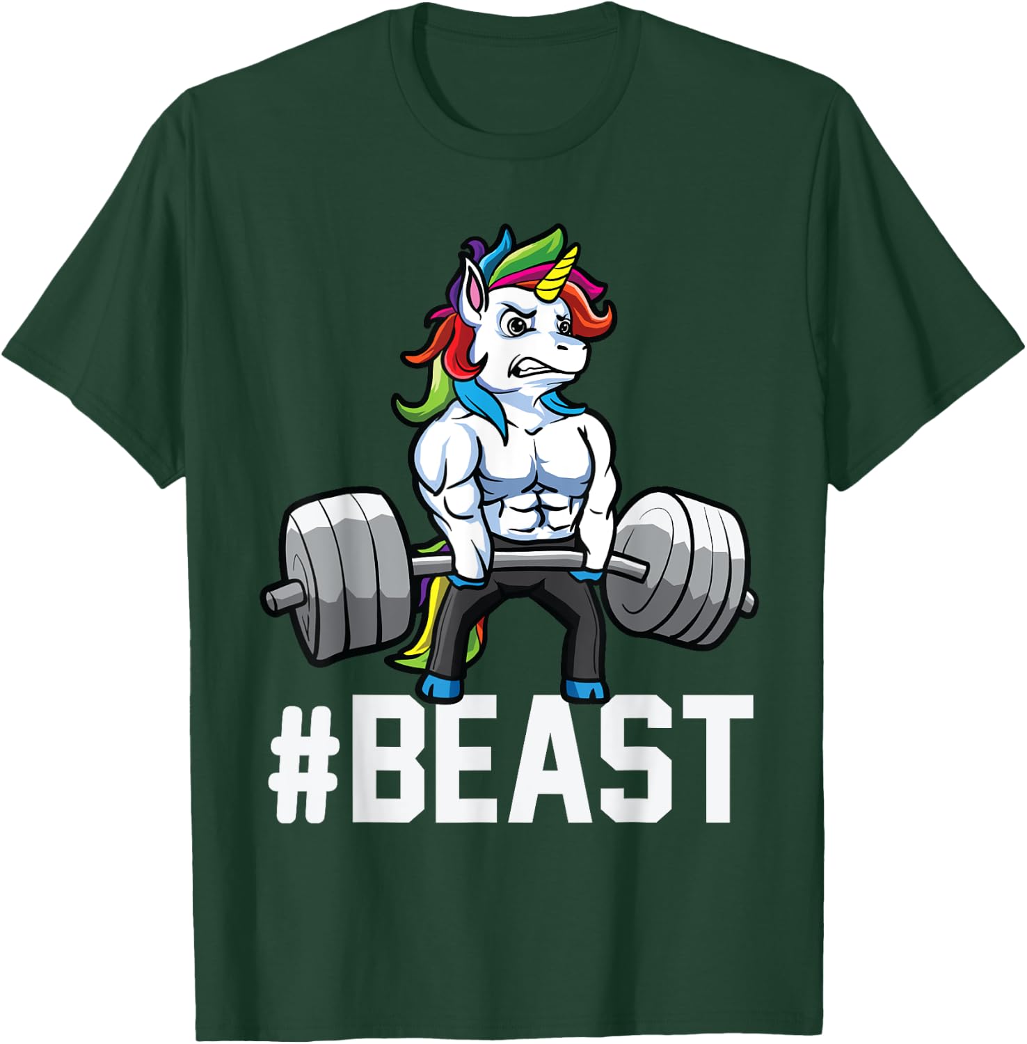 Unicorn Deadlift Beast Weightlifting Graphic Getting Strong T-Shirt - T-Shirt | Forest