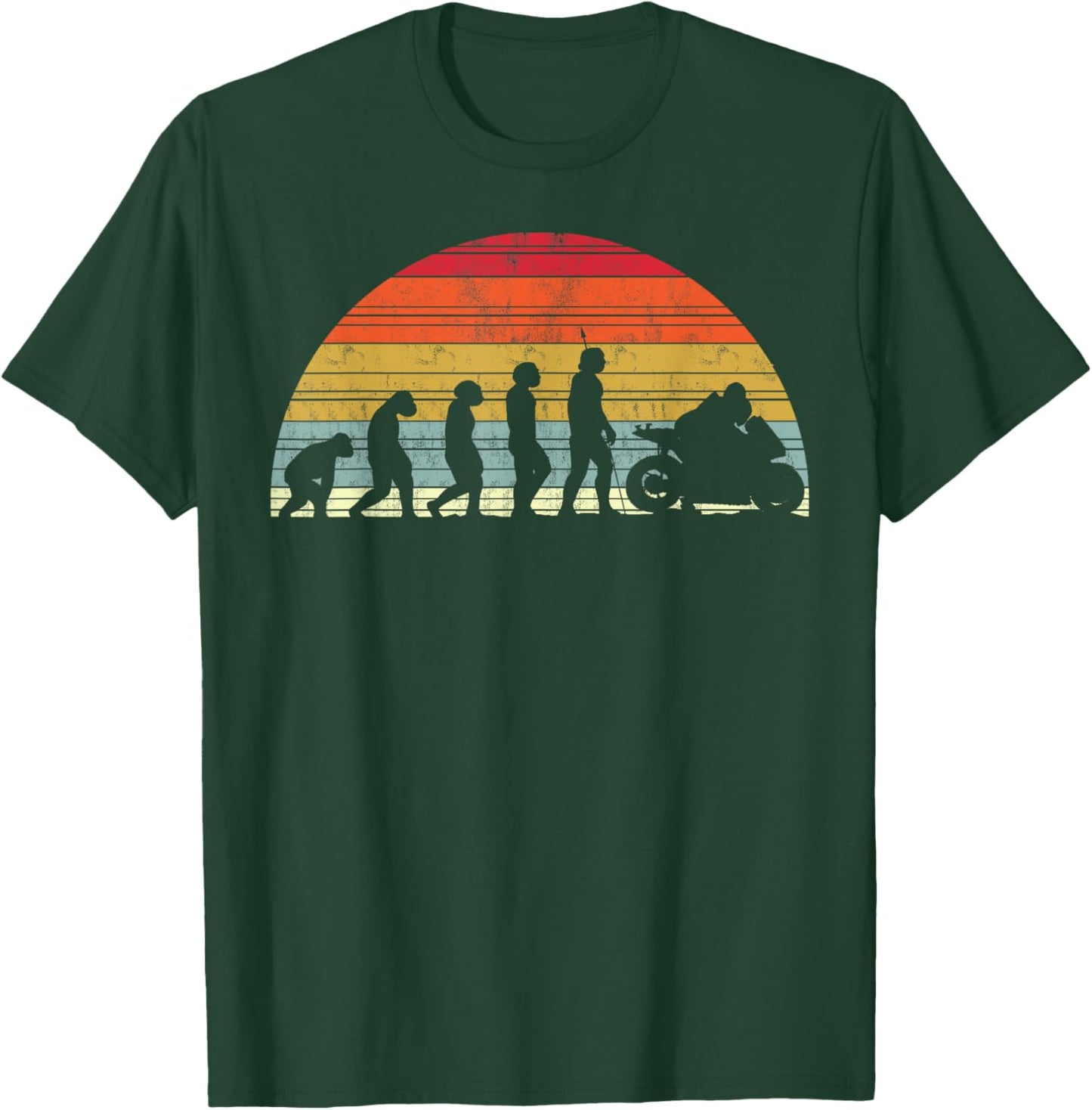 Biker Evolution - Evolution Of Man Motorcycle Motorsport T-Shirt - T-Shirt | Forest