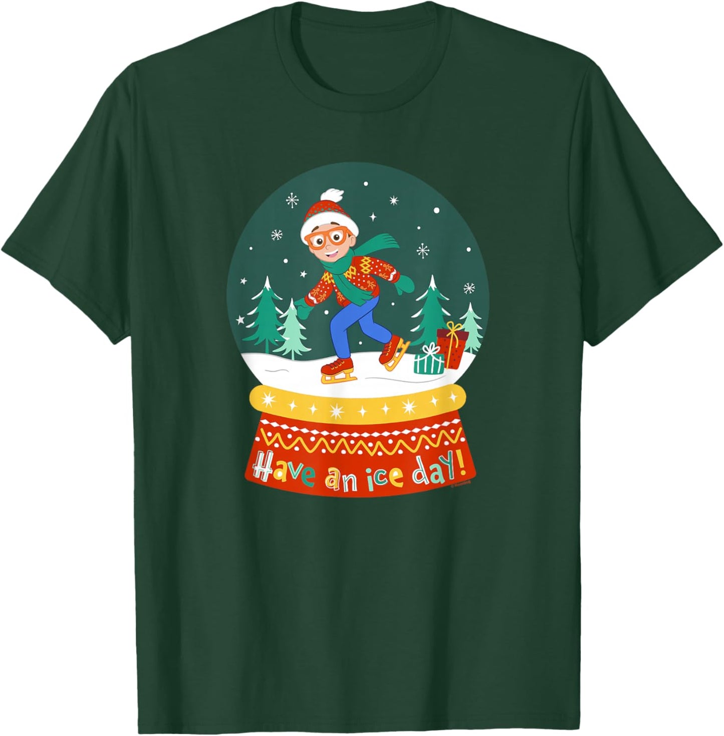 Blippi Christmas Skating Snow Globe T-Shirt - T-Shirt | Forest