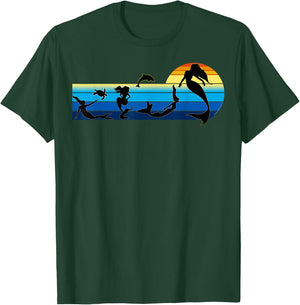Nautical Swimming Mermaids in the Sea - Mermaids T-Shirt - T-Shirt | Forest