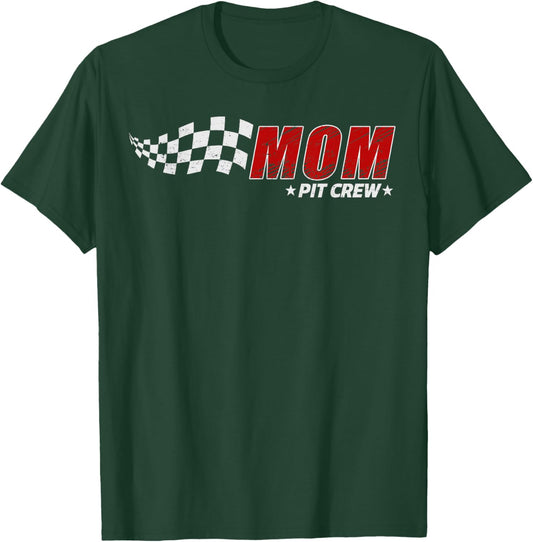 Mom Pit Crew Race Car Birthday Family Matching Pit Crew T-Shirt - T-Shirt | Forest