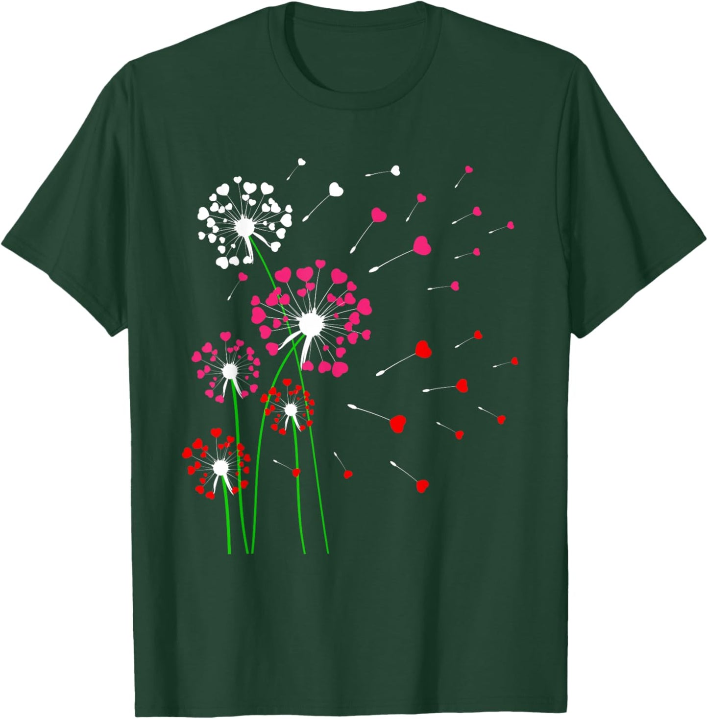 Hearts Dandelions Flowers Lover Valentine's Day Gardener T-Shirt - T-Shirt | Forest