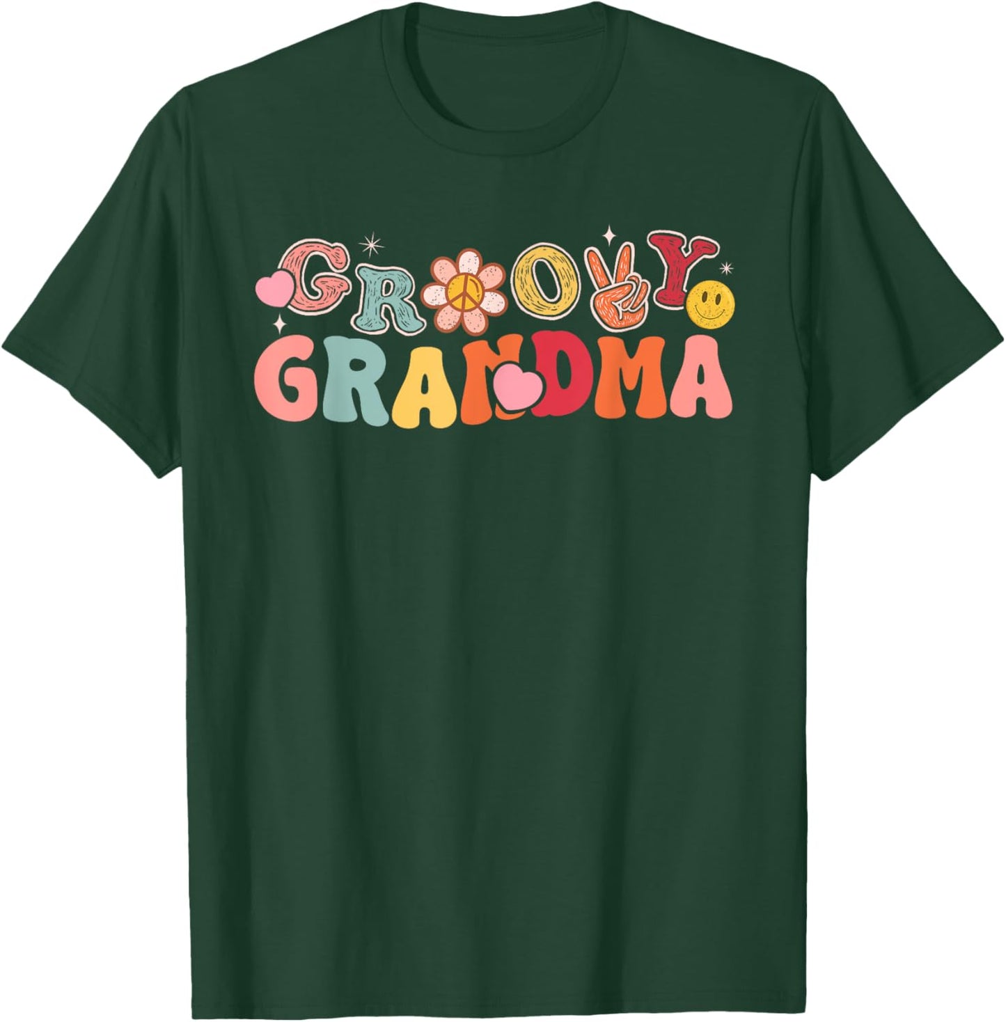 Retro Groovy Grandma Hippie Matching Family Birthday Party T-Shirt - T-Shirt | Forest