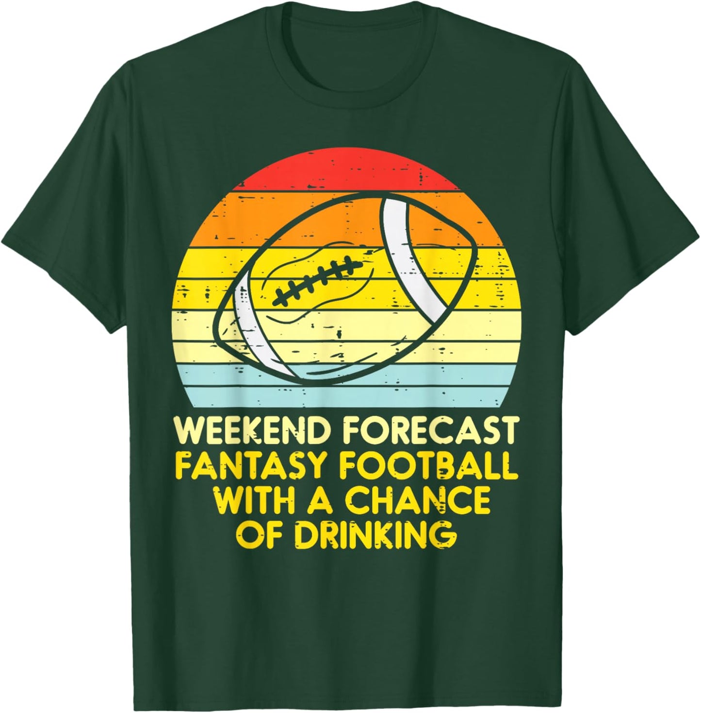 Fantasy Football Weekend Forecast Retro Draft Party Dad Men T-Shirt - T-Shirt | Forest