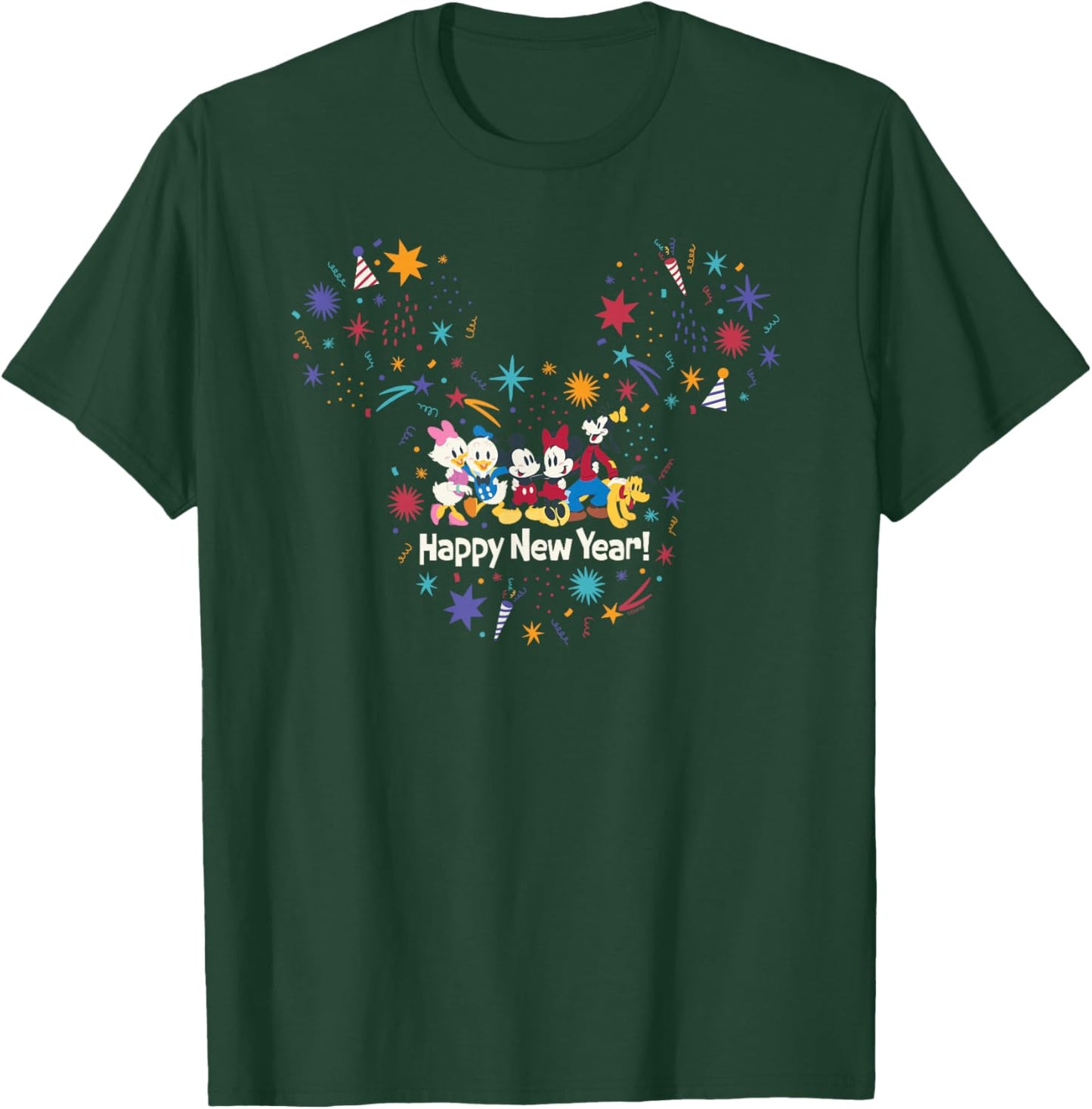 Disney Mickey Mouse & Pals Head Icon Cute Happy New Year T-Shirt - T-Shirt | Forest