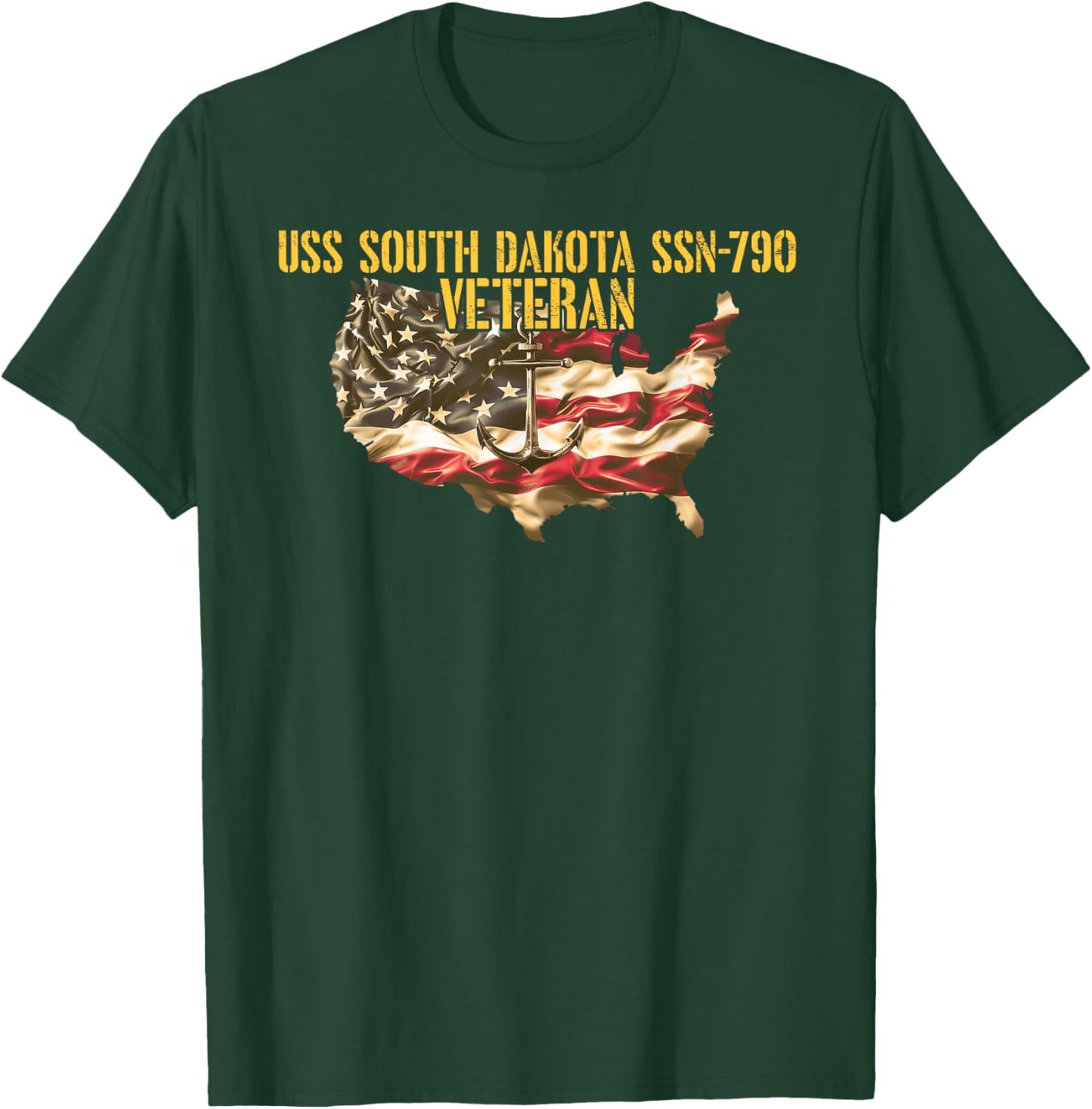Vintage USS South Dakota SSN-790 Attack Submarine Veteran T-Shirt - T-Shirt | Forest