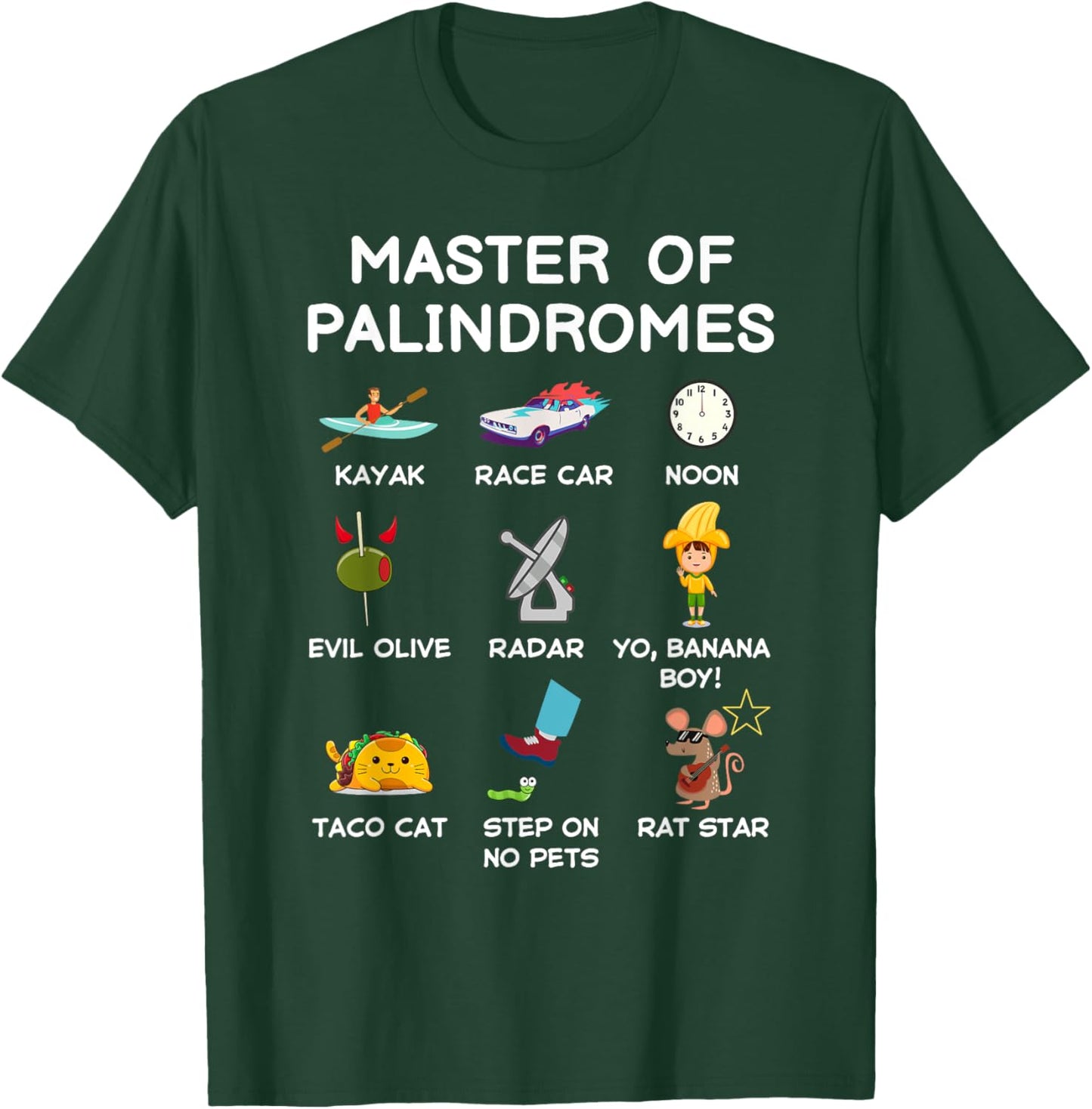 Master Of Palindromes Funny Palindromic Kids Boys Girls Cool T-Shirt - T-Shirt | Forest