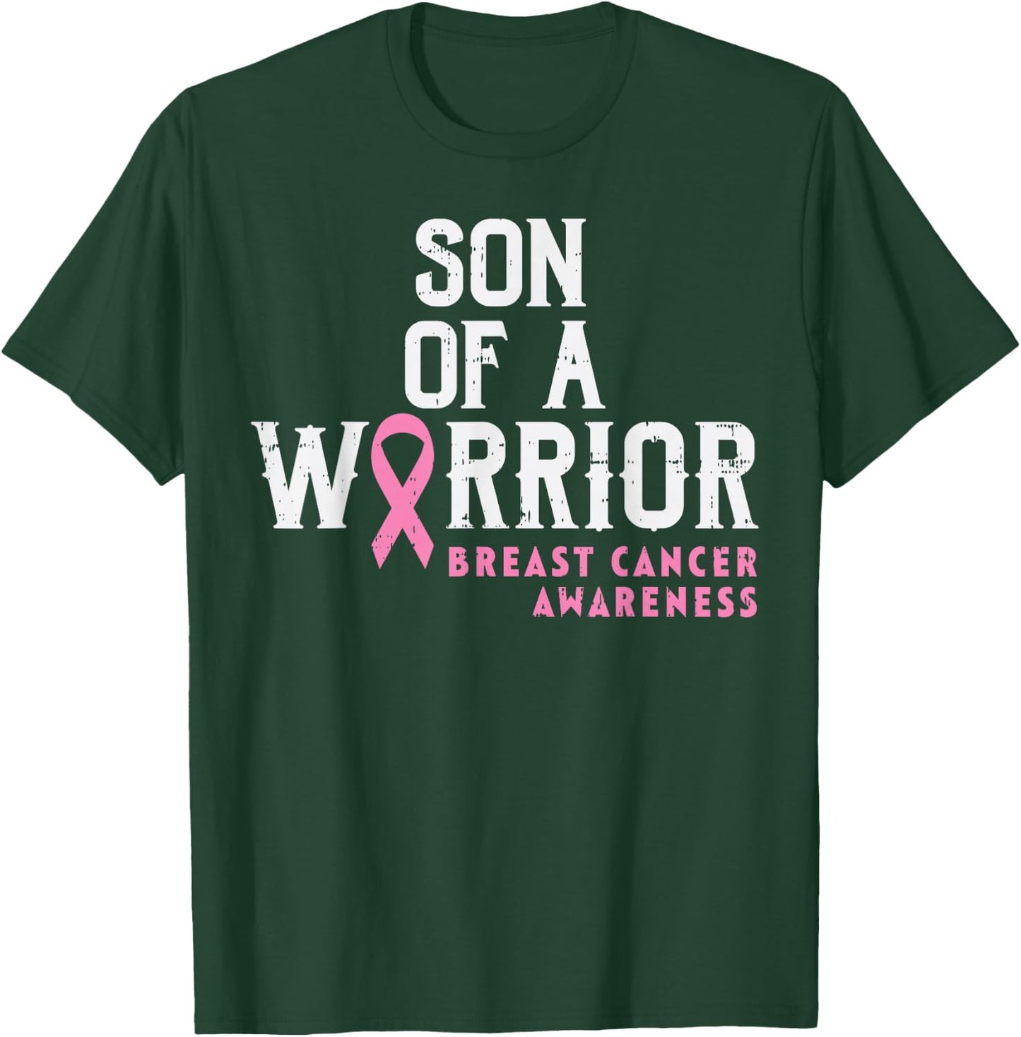 Son Of A Warrior Breast Cancer Awareness Support Mom Boys T-Shirt - T-Shirt | Forest
