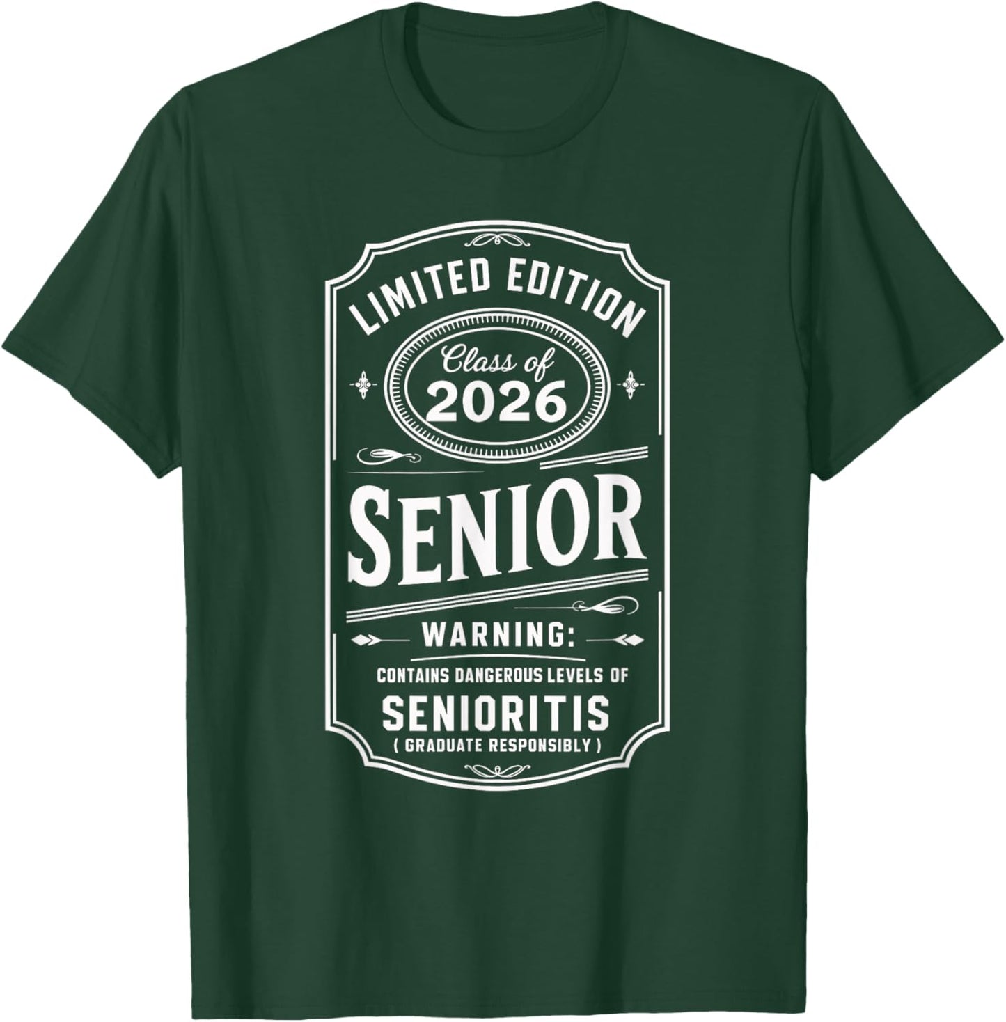 Class of 2026 | Vintage Graduation Senioritis Senior T-Shirt - T-Shirt | Forest