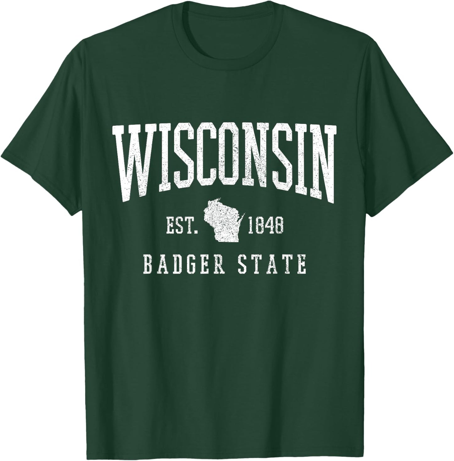 Wisconsin Badger State Est. 1848 State Map Souvenir Gift T-Shirt - T-Shirt | Forest
