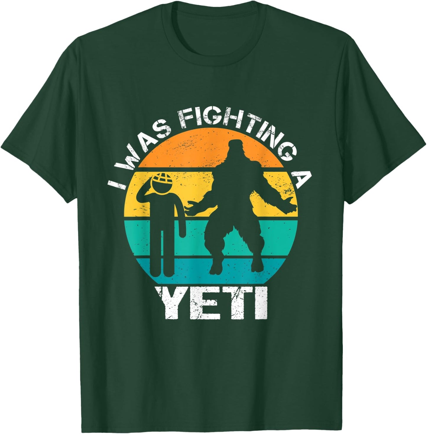 I Was Fighting A Yeti Bigfoot Funny Head Injury Concussion T-Shirt - T-Shirt | Forest