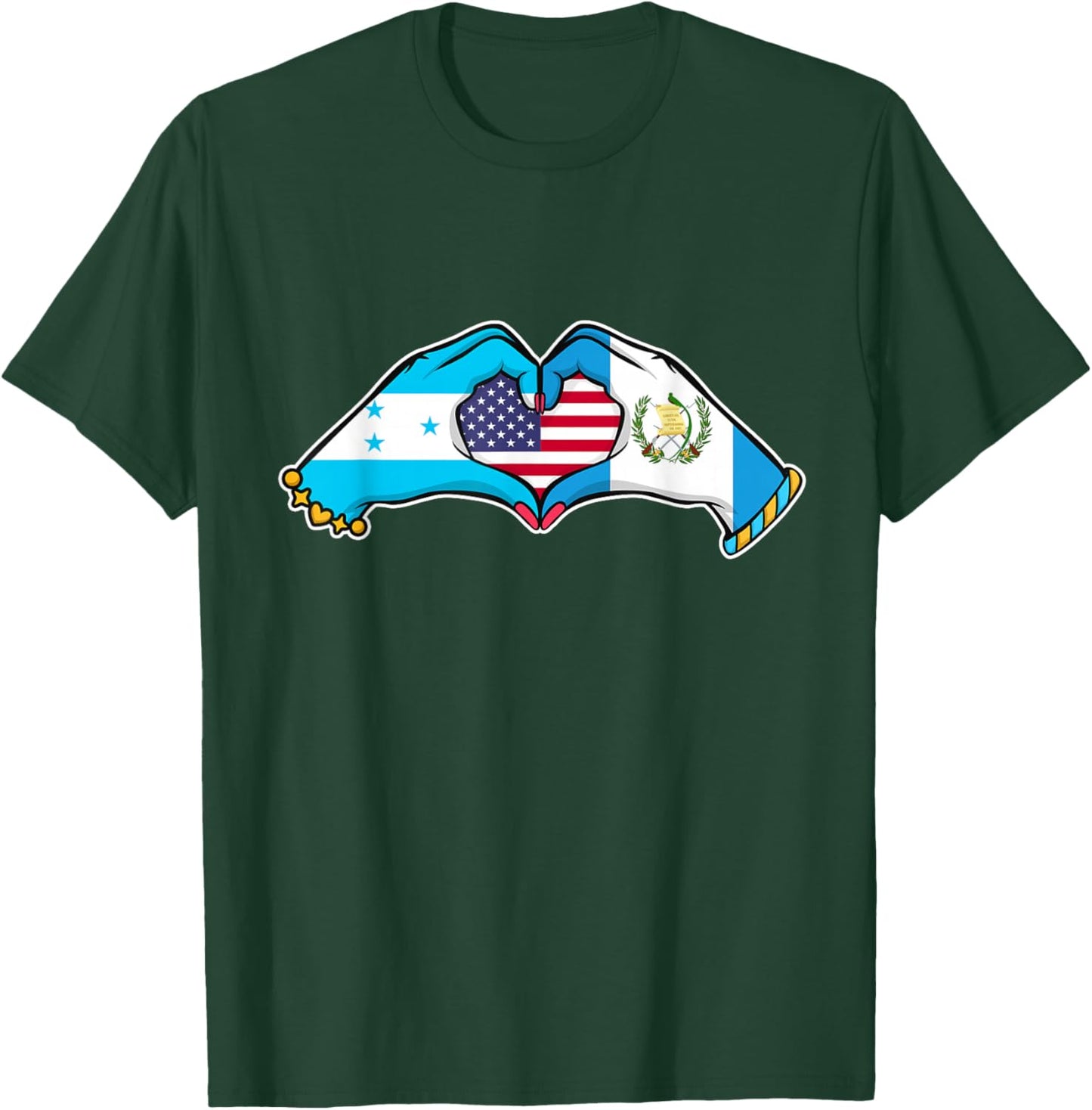 Heart Hands Honduras, Guatemala and The USA T-Shirt - T-Shirt | Forest