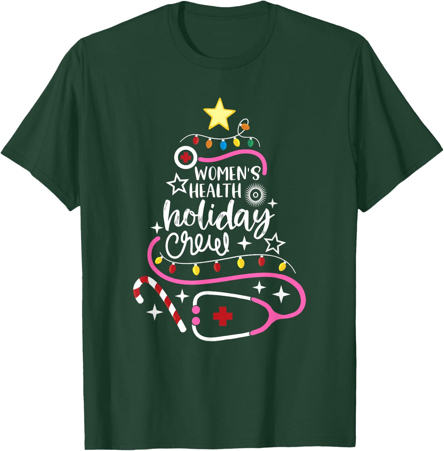 Women's Health Holiday Crew Xmas OB-GYN Nurse Secretary T-Shirt - T-Shirt | Forest