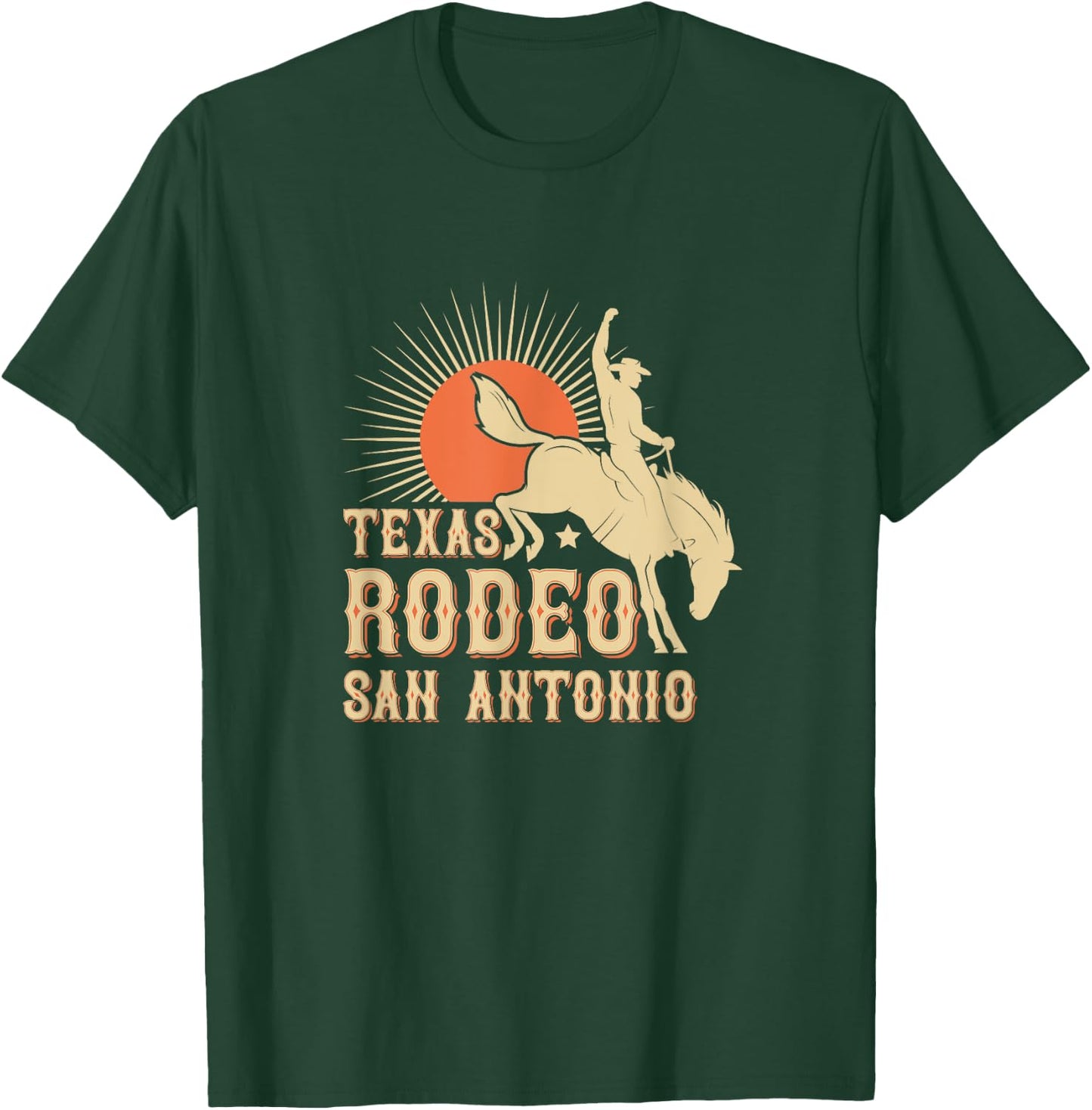 Rodeo Cowboy and Bull Riders Souvenir Supply Co. San Antonio Texas Retro Western Rodeo T-Shirt - T-Shirt | Forest