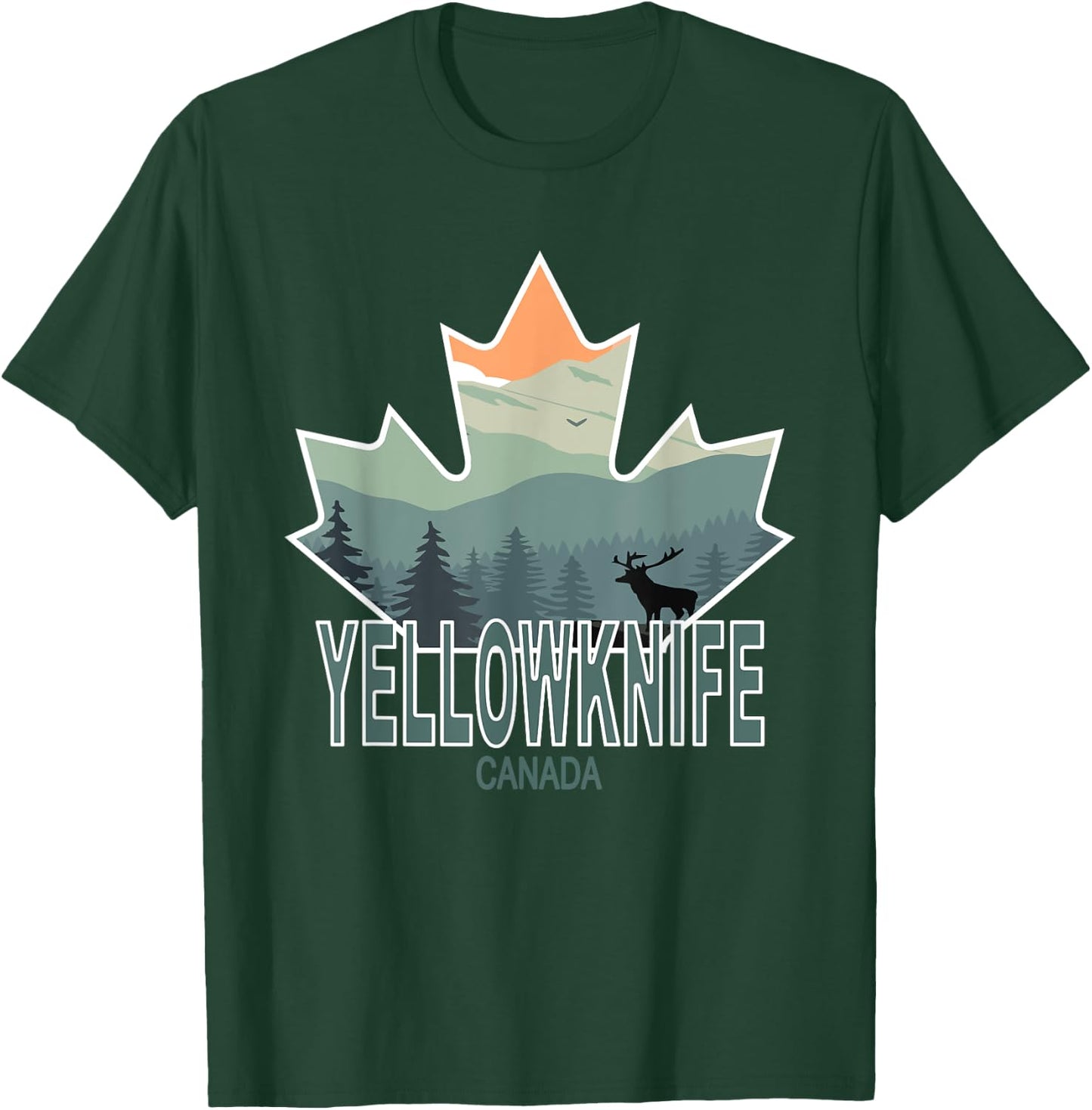 Canadian Flag Wilderness Apparel Yellowknife, Canada T-Shirt - T-Shirt | Forest