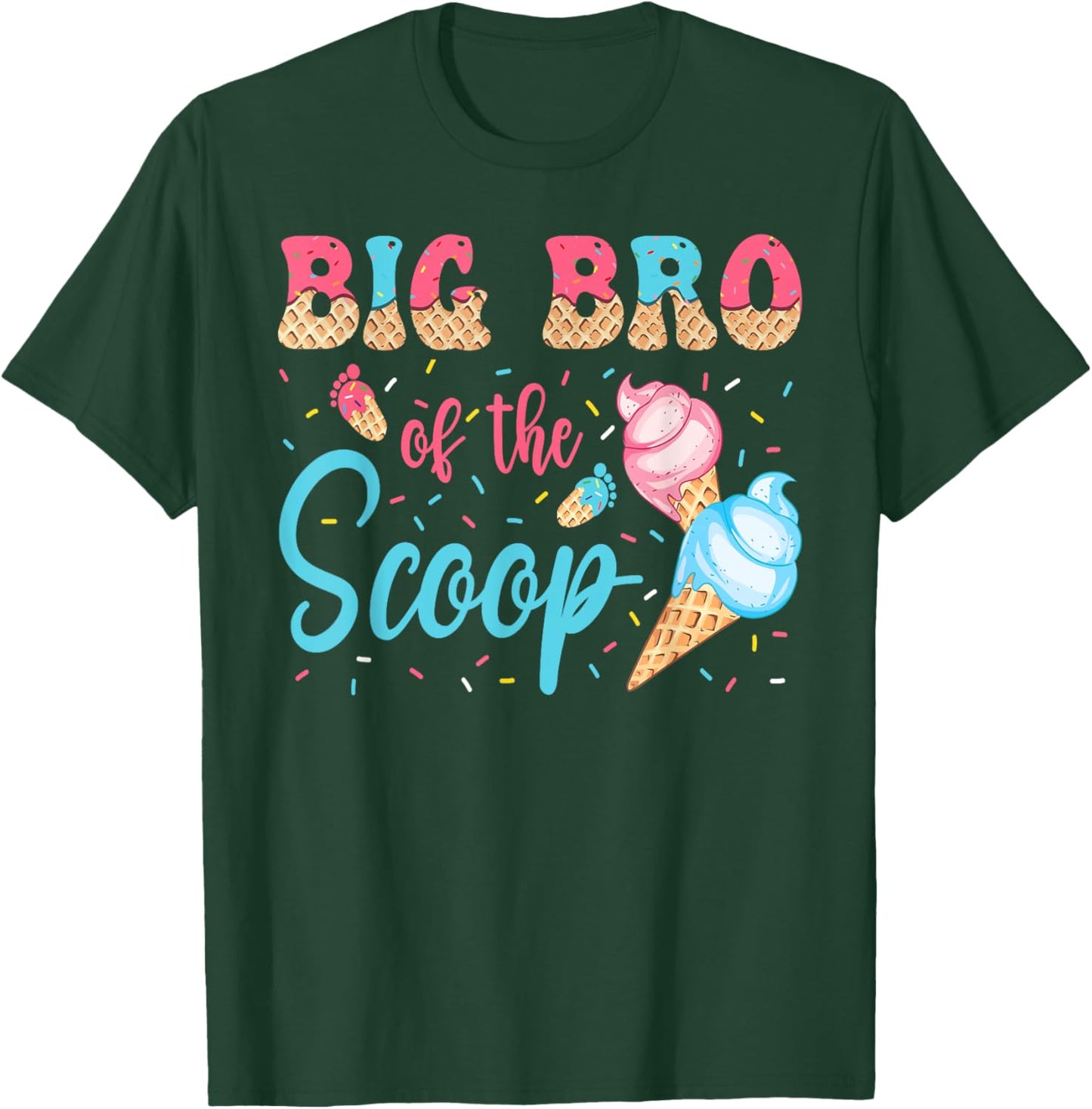 Big Bro Of The Scoop Ice Cream Gender Reveal Baby Shower T-Shirt - T-Shirt | Forest