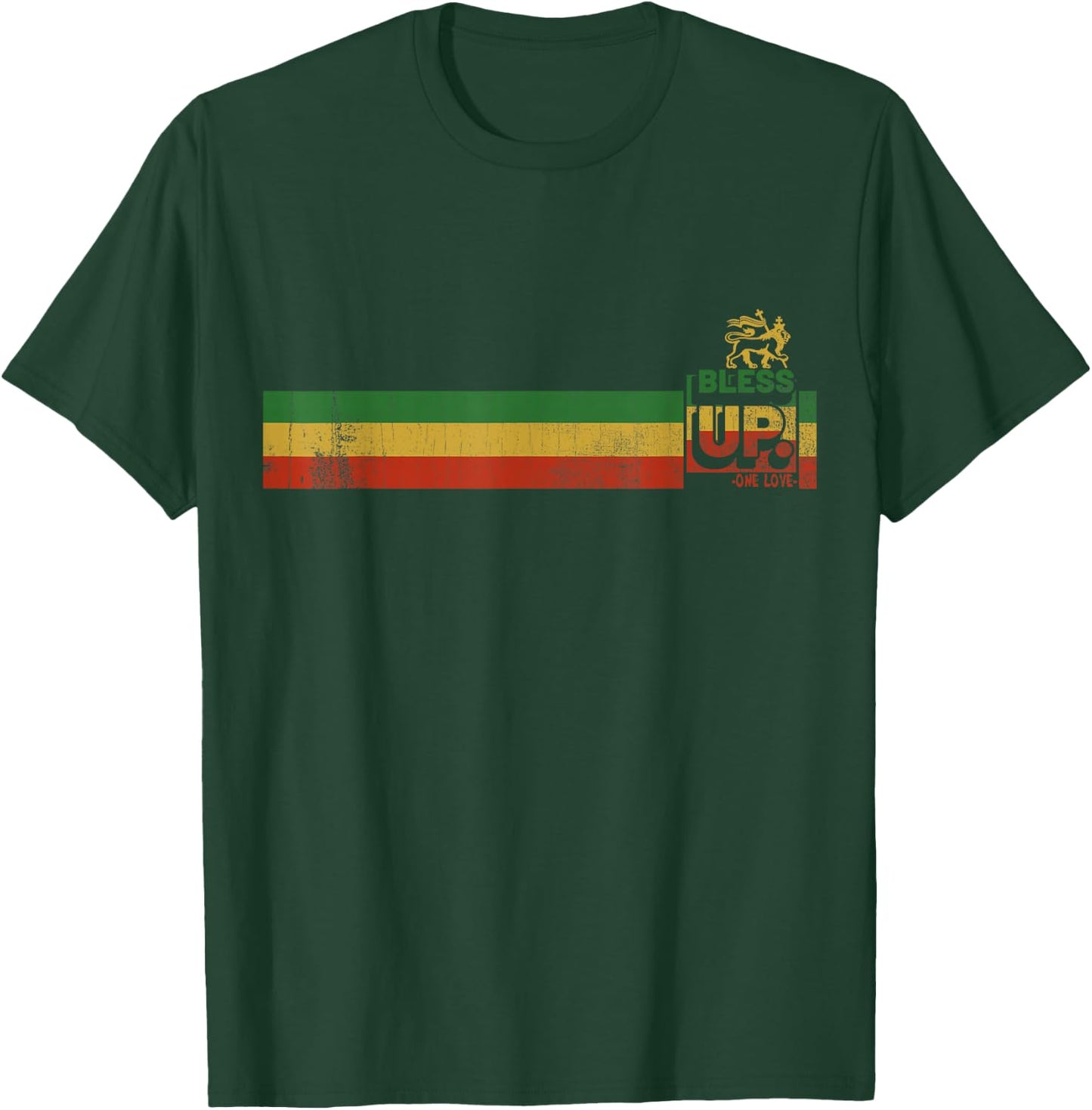 Bless uP Rasta Jamaica Roots Rock Reggae T-Shirt - T-Shirt | Forest