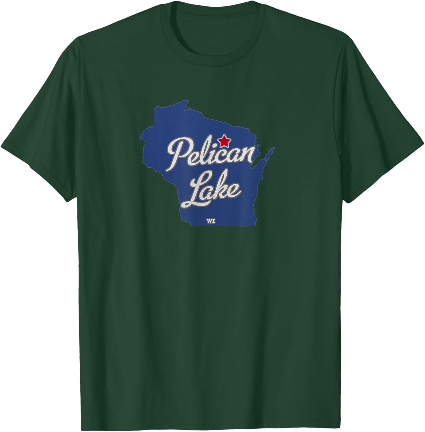 Pelican Lake Wisconsin WI Map T-Shirt - T-Shirt | Forest